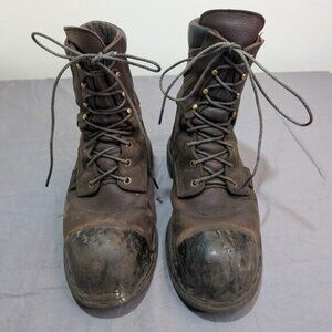 Red Wing Shoes Brown Leather Men Work Boots Safety Boots Size 10 Made in USA